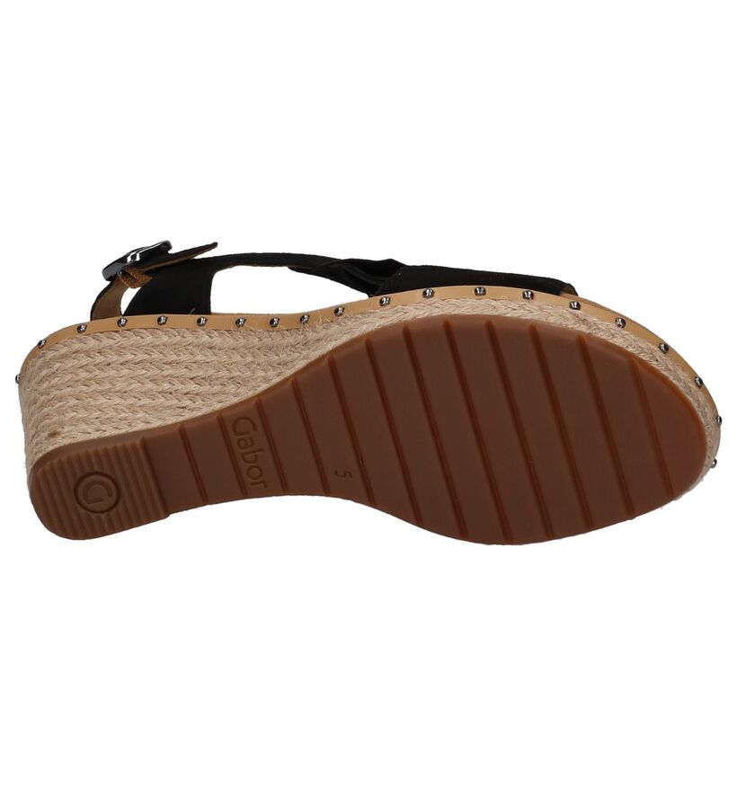 Gabor Comfort Zwarte Sandalen met Sleehak in daim (216255)