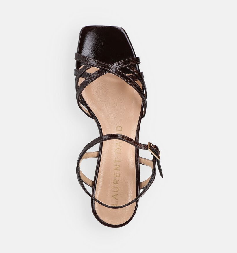 Laurent David Vernica Mogano Sandales &agrave; talons en Brun fonc&eacute; pour femmes (374162)