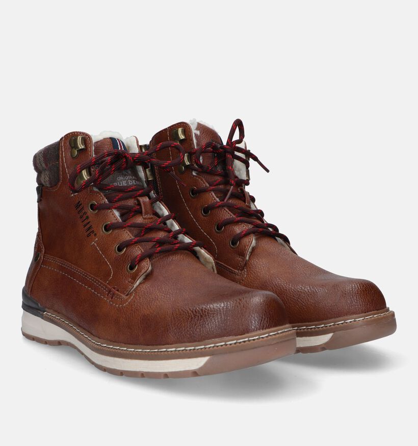 Mustang Boots à lacets en Cognac pour hommes (329586) - pour semelles orthopédiques