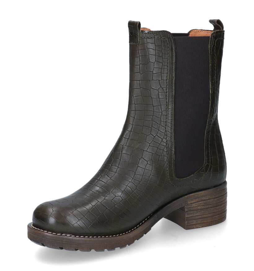 Brako Bottines Chelsea en Vert kaki en cuir (299213)