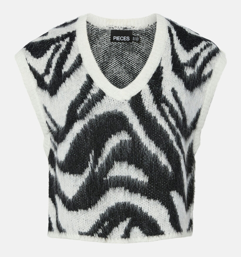 Pieces Mynthe Zebra Witte/Zwarte Gilet Pieces Mynthe Zebra Witte/Zwarte Gilet voor dames (365629)