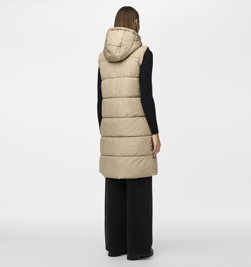 Pieces Bee Doudoune longue sans manches en Beige pour femmes (342970)