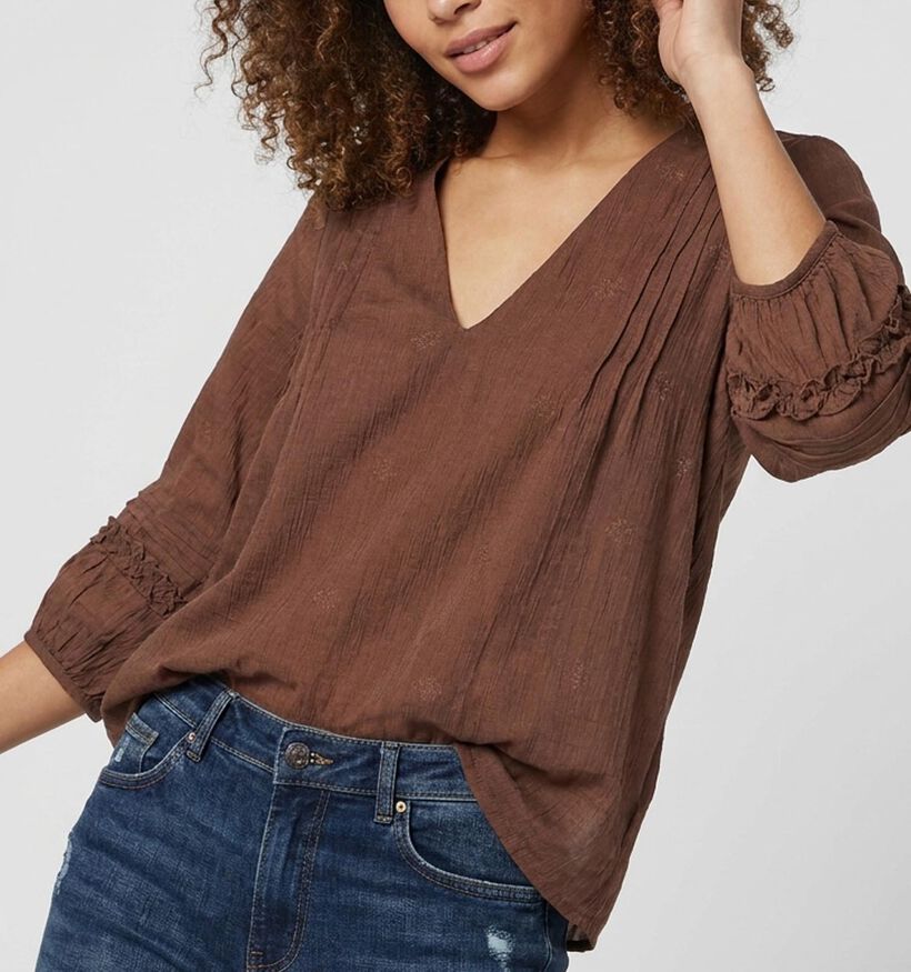 Vero Moda Leslie Blouse en Brun fonc&eacute; pour femmes (377609)