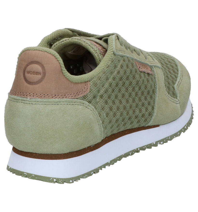 Woden Ydun Mesh Groene Sneakers in daim (266510)