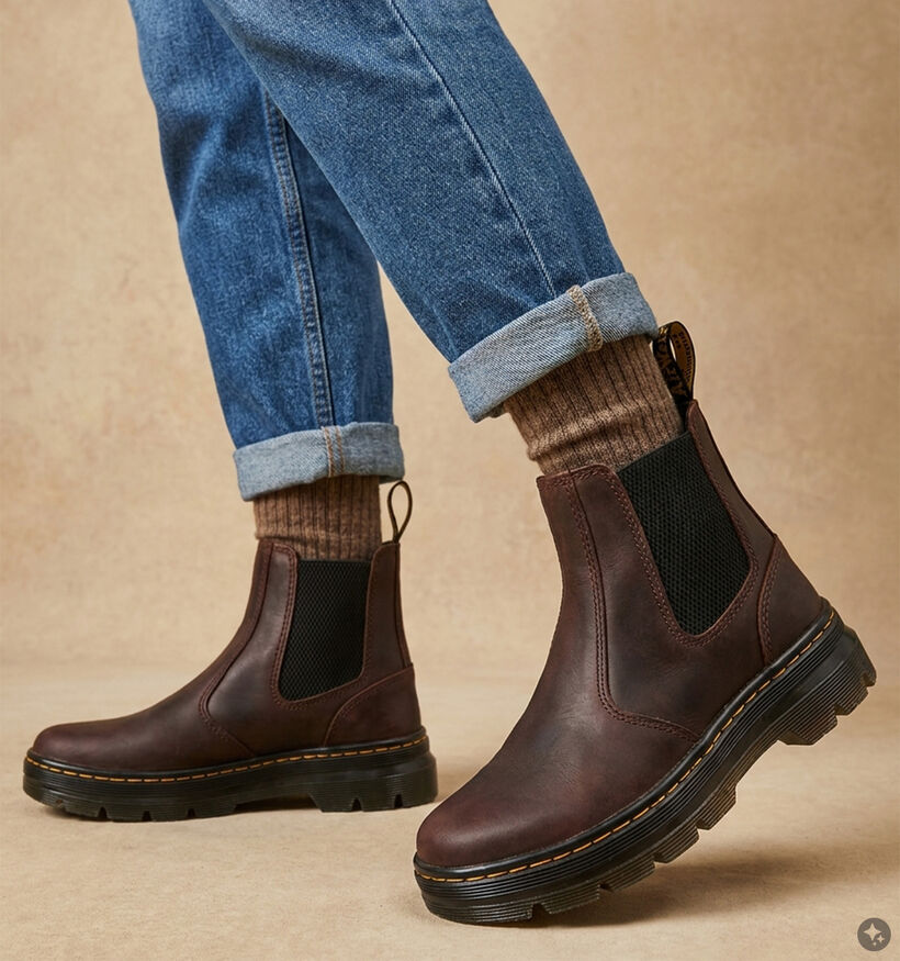 Dr. Martens Embury Leather Donkerbruine Chelsea Boots voor dames (375786) - geschikt voor steunzolen