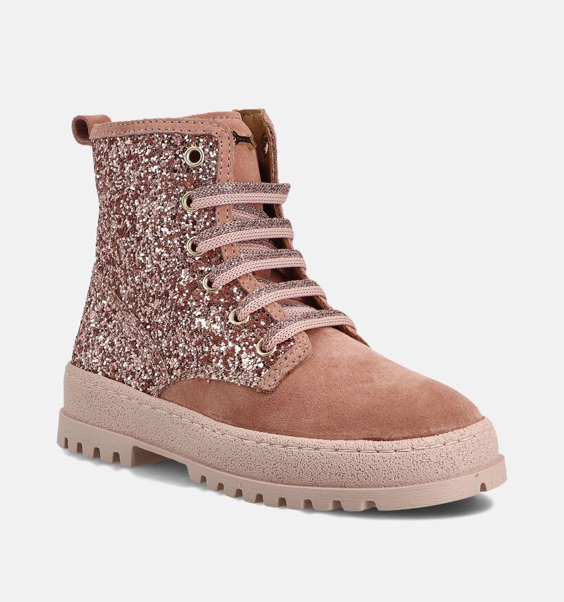 STONES and BONES Blesa Roze Glitter Veterboots voor meisjes (361969) - geschikt voor steunzolen