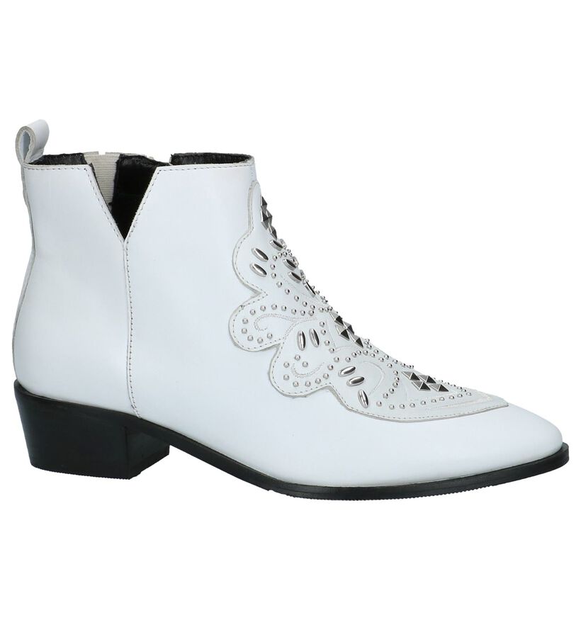 Witte Bronx Enkellaarzen met Studs in leer (222460)