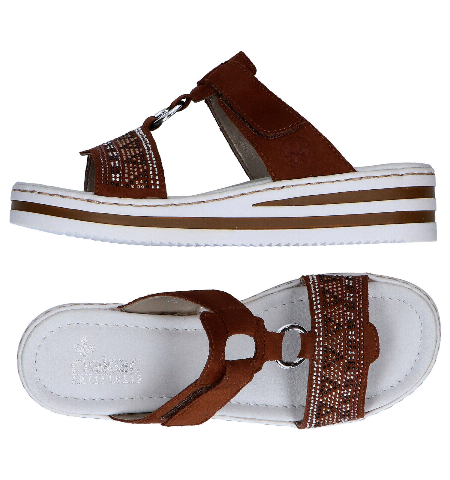 Rieker Cognac Slippers Dames Slippers Online op TORFS.BE