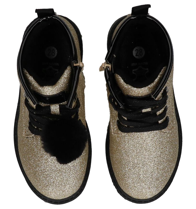 Gouden Boots Rits/Veter met Glitters K3 in stof (226610)