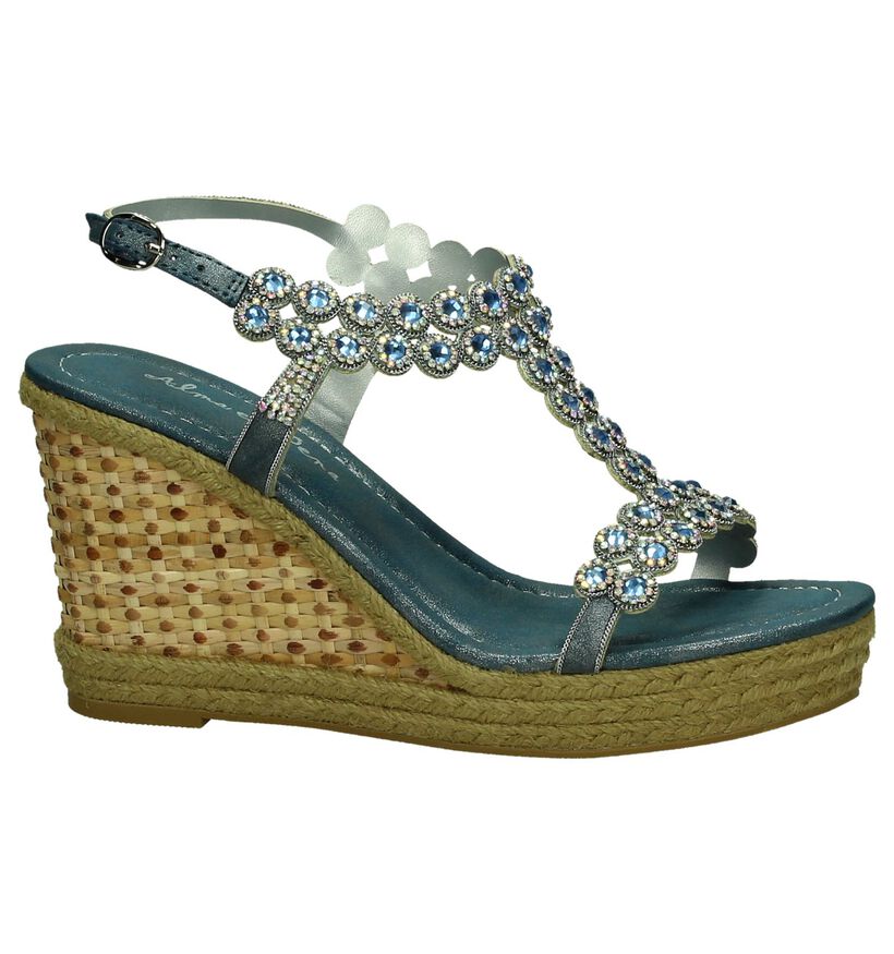 Alma en Pena Sandalen met Sleehak Blauw, , pdp