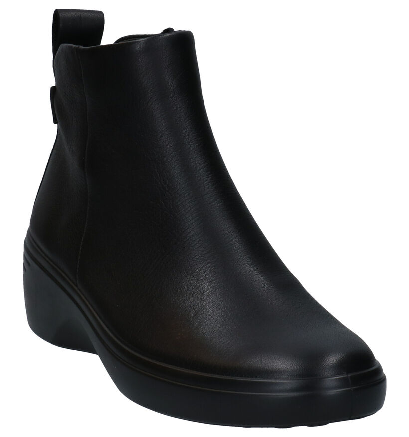 ECCO Soft Wedge 7 Zwarte Enkellaarzen in leer (280881)