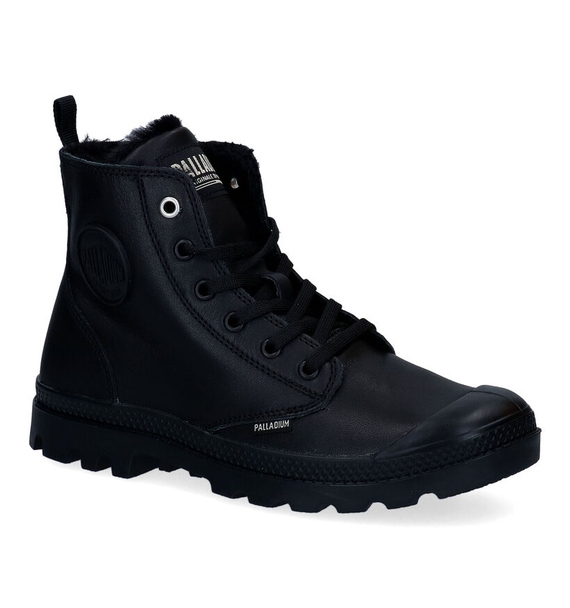 Palladium Pampa Hi Zip Bottines en Noir en cuir (294992)