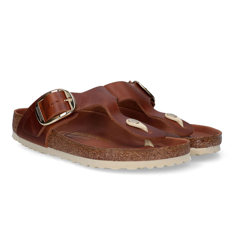 Birkenstock Gizeh Big Buckle Tongs en Cognac en cuir (322775)