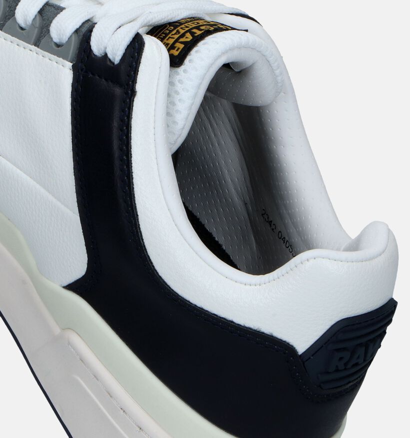 G-Star Attacc BLK Lea Witte-Zwarte Veterschoenen voor heren (350053) - geschikt voor steunzolen