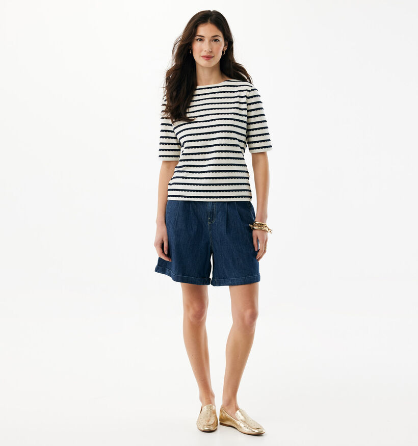 Mexx Boat Neck Striped T-shirt en Blanc/Bleu pour femmes (368516)