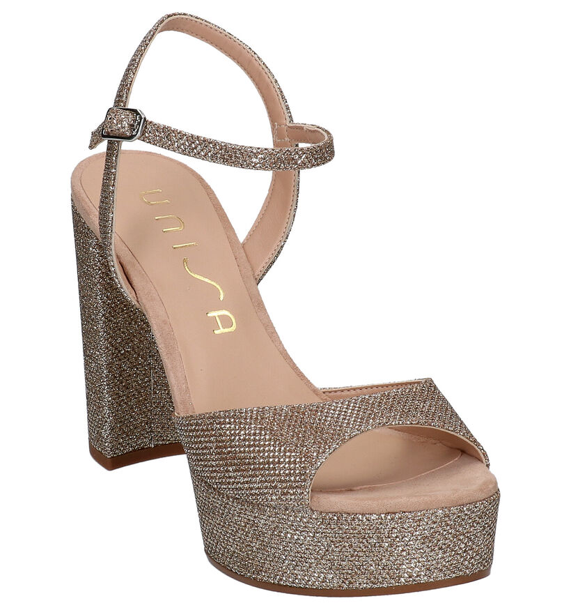 Unisa Vegara Sandales en Or en textile (275016)