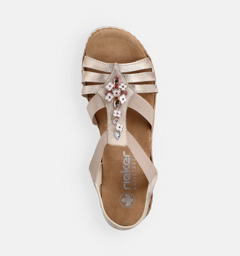 Rieker Gouden Sandalen op sleehak voor dames (370379)