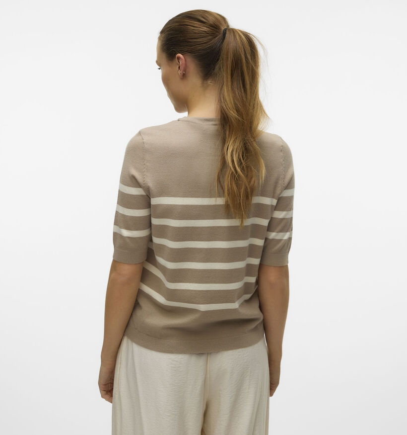 Vero Moda Saba Plain Donkerbeige Pull met Korte Mouwen voor dames (367188)