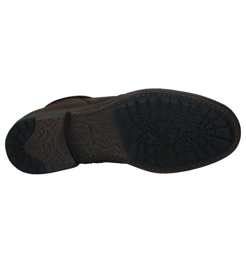 Donkerbruine Bottines met Rits Geox in leer (223074)