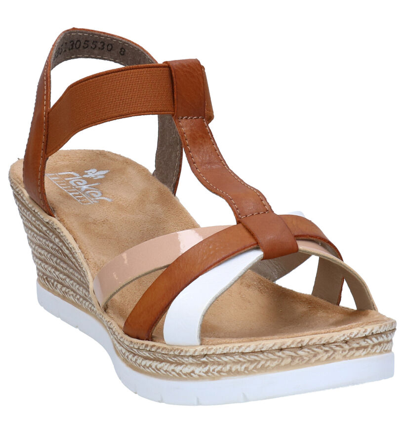 Rieker Cognac Sandalen met sleehak voor dames (339120)