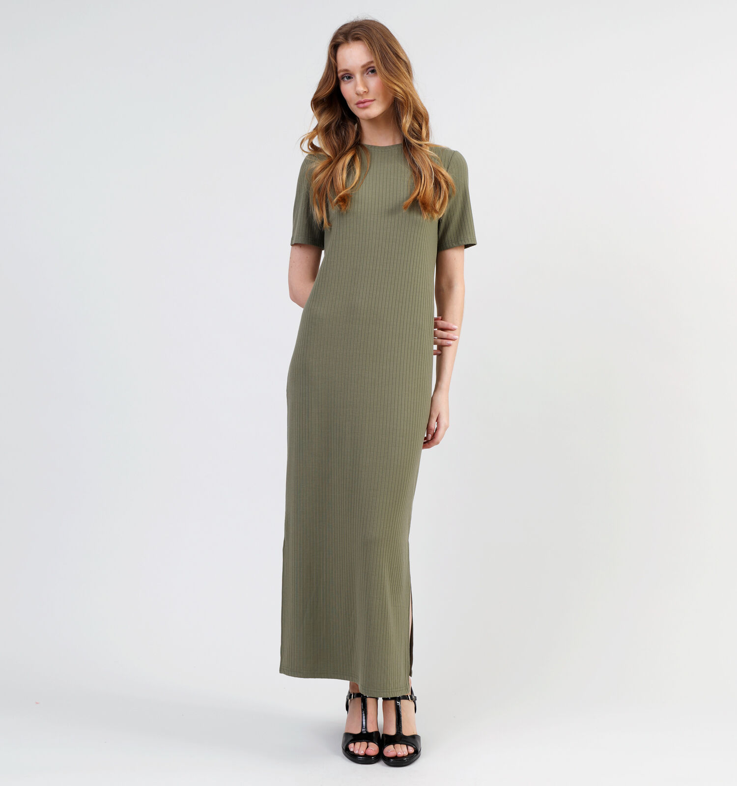 Pieces Kylie Kaki Maxi jurk Dames Kleedjes Online op TORFS.BE