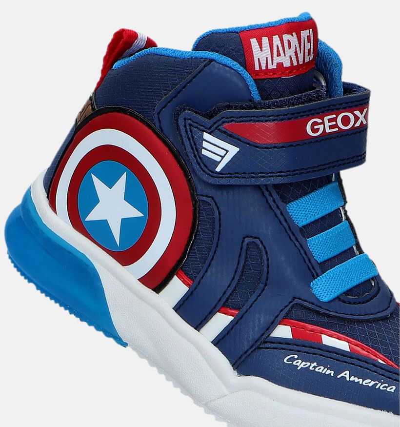 Geox Grayjay Marvel Capitain America Baskets en Bleu pour garçons (329868) - pour semelles orthopédiques