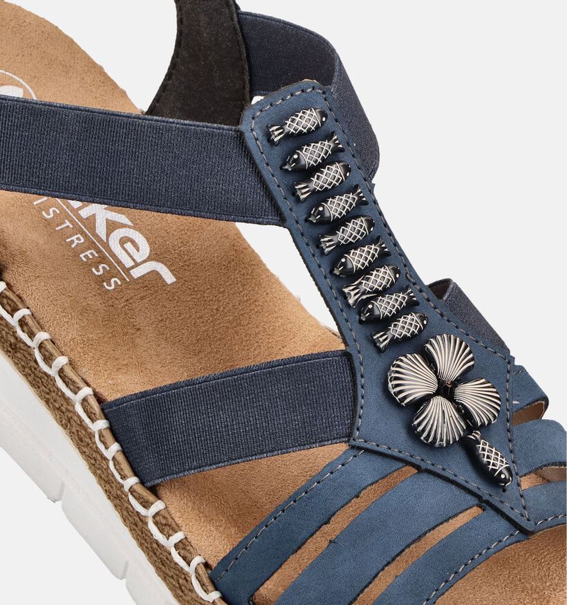 Rieker Sandales compens&eacute;es en Bleu fonc&eacute; pour femmes (370389)