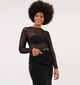 JDY Elsa Zwart Mesh T-shirt voor dames (348638)