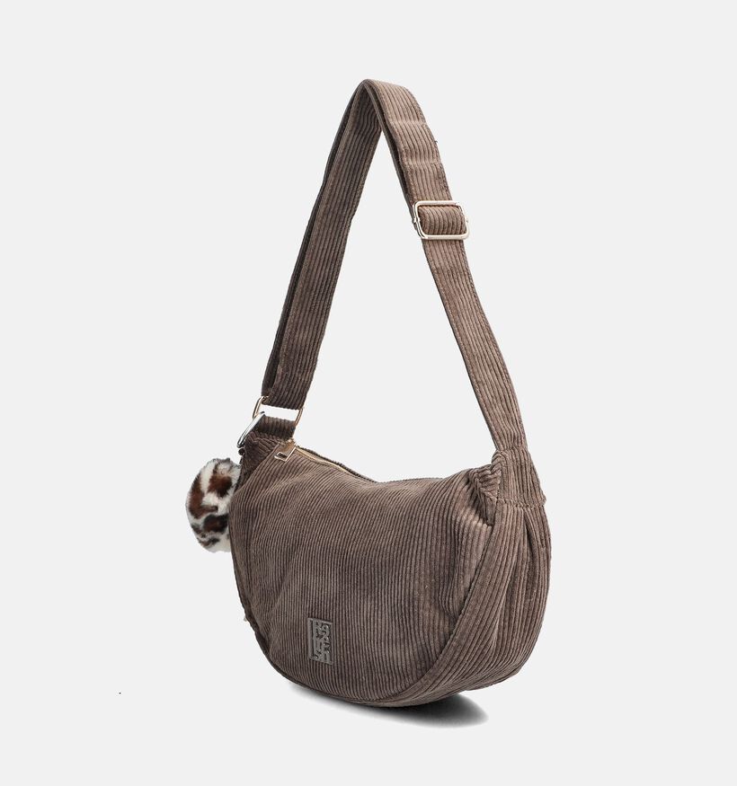 Refresh Taupe Crossbodytas Pompom voor dames (366014)