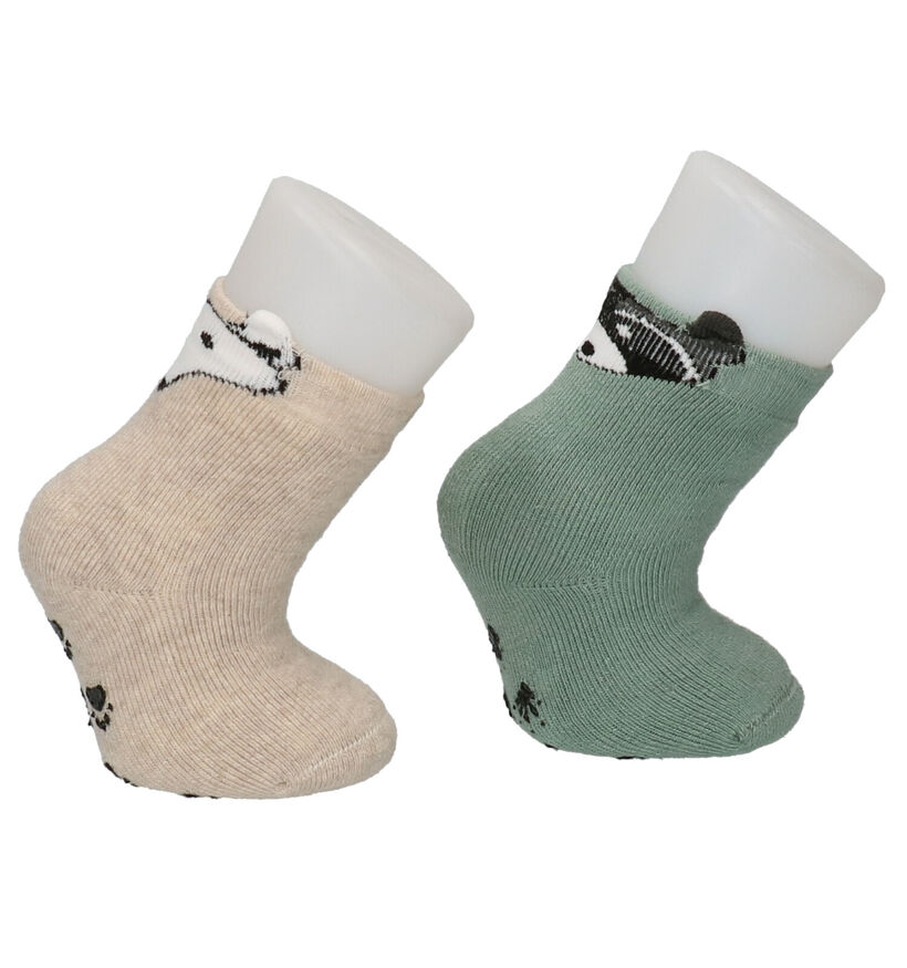 S.Oliver Chaussettes Antidérapante en Beige/Vert - 2 Paires (260606)