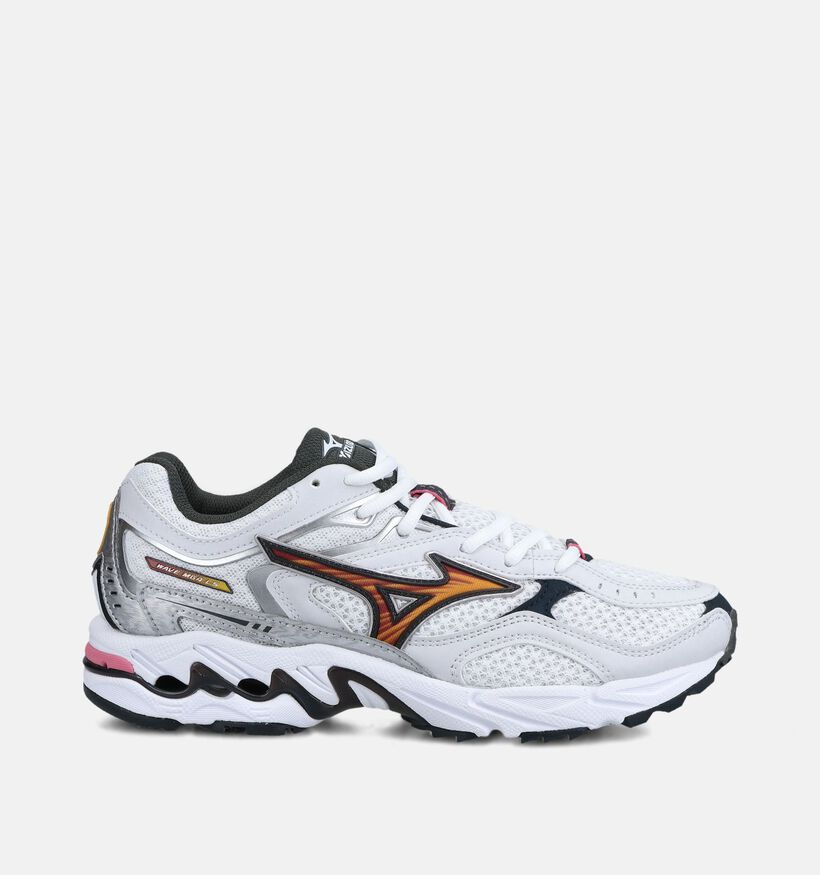 Mizuno Wave Mustang LS Baskets en Blanc/Argent pour femmes (376212) - pour semelles orthop&eacute;diques
