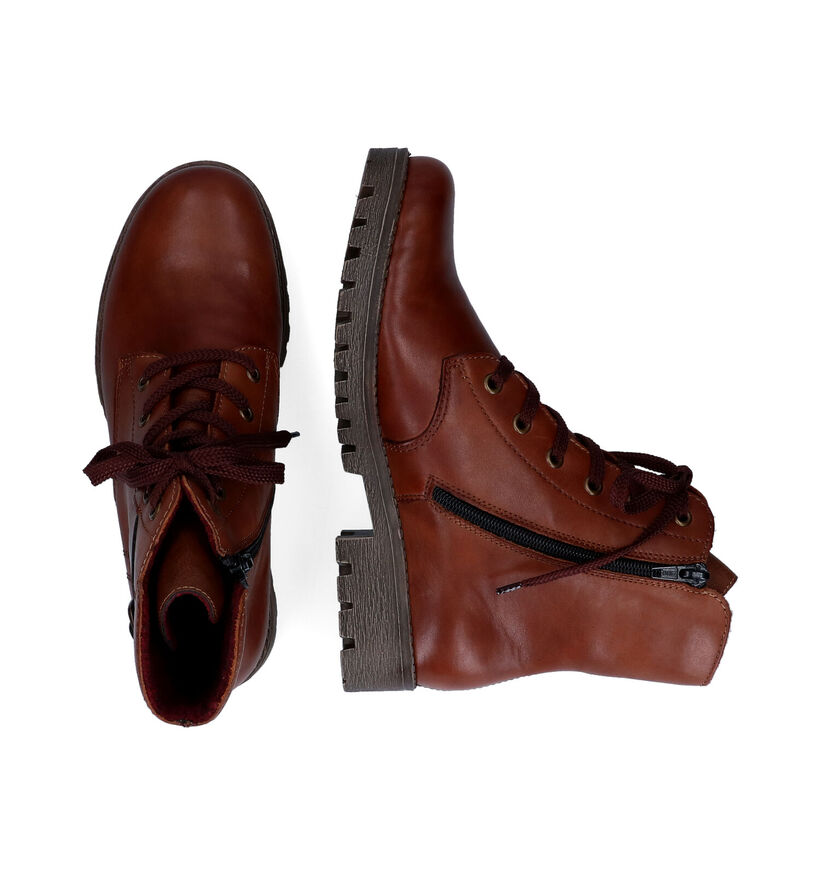 Rieker Boots à lacets en Cognac en cuir (299391)