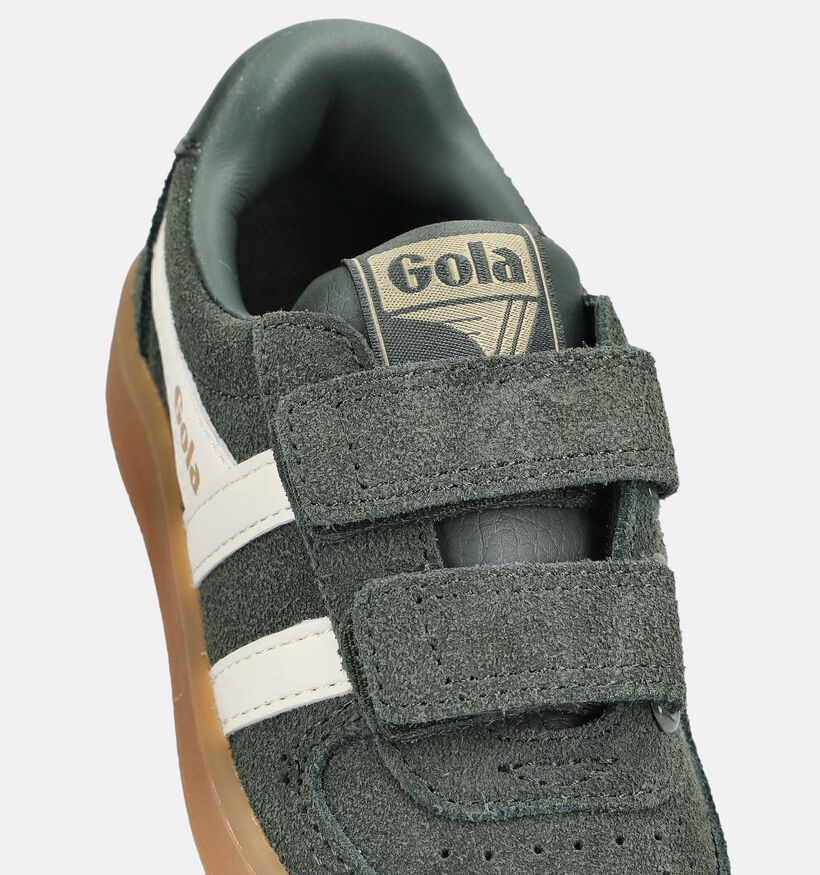 Gola Hawk Suede Strap Baskets basses en Vert kaki pour gar&ccedil;ons (376307) - pour semelles orthop&eacute;diques