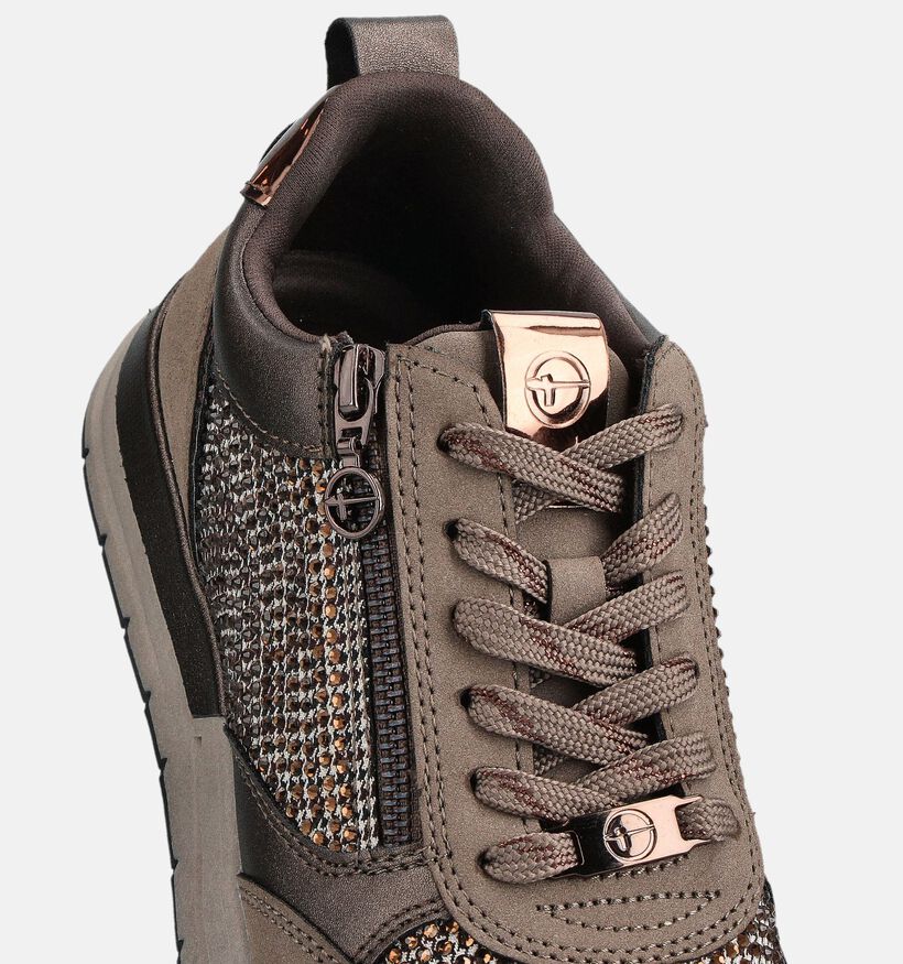 Tamaris Donkerbruine Sneakers met Veter en Rits voor dames (360625) - geschikt voor steunzolen