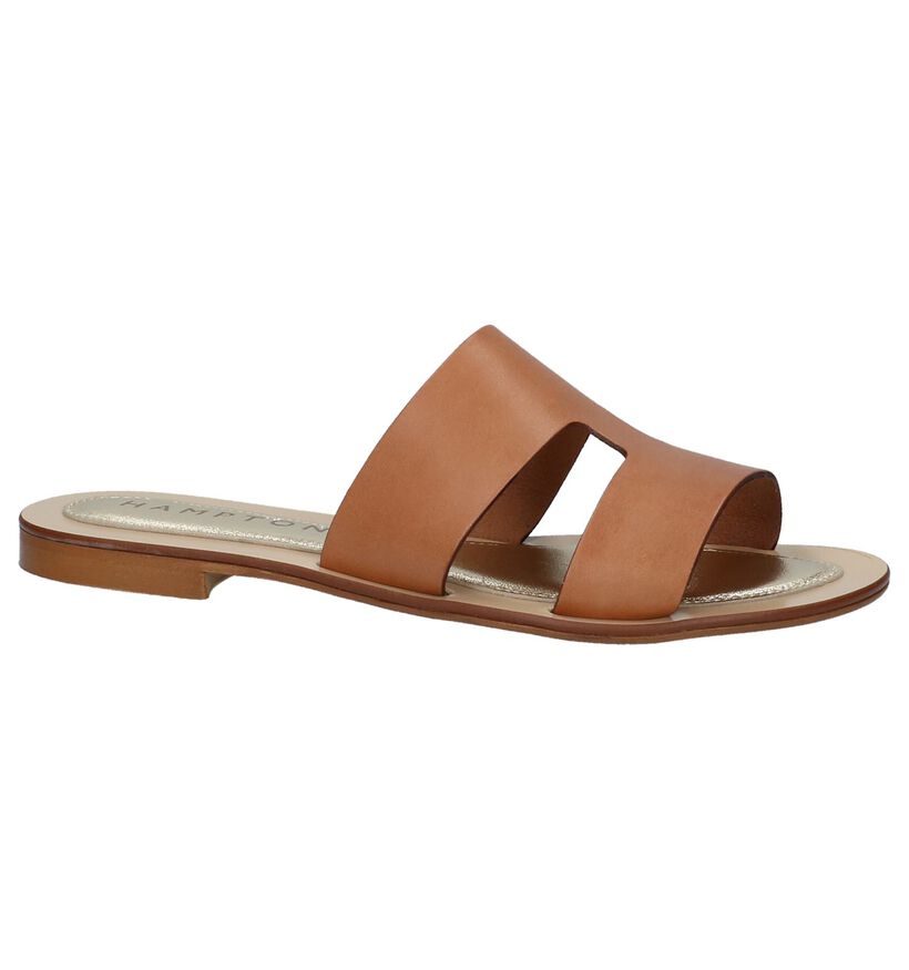 Hampton Bays Cognac Slippers in leer (209710)