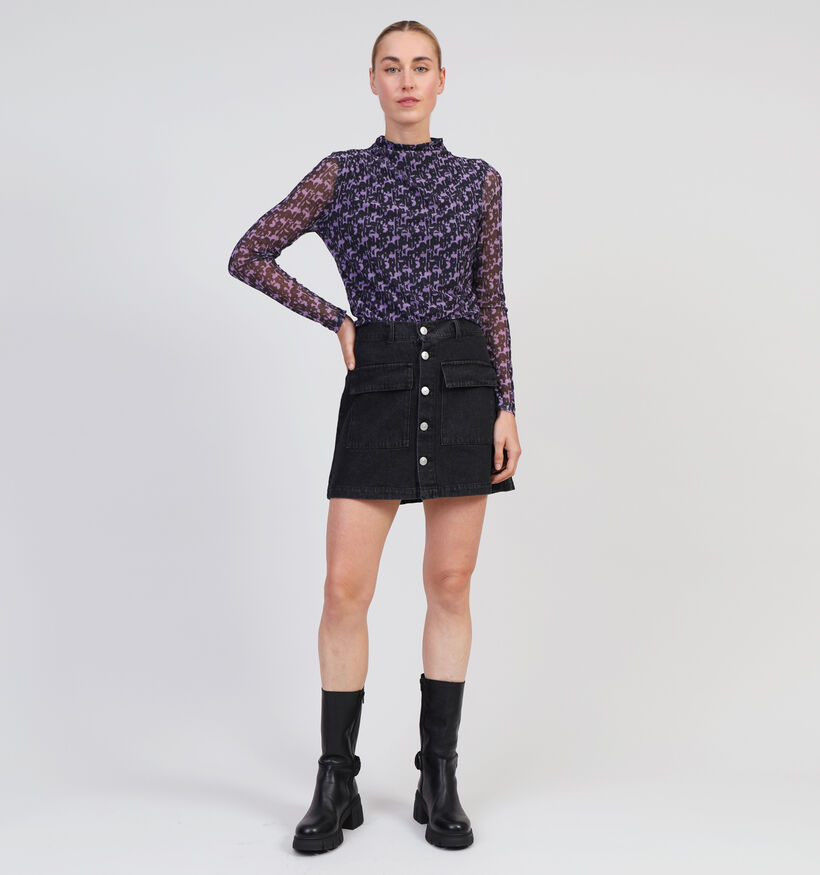 Pieces Chrissy Jupe courte en denim en Noir pour femmes (354101)