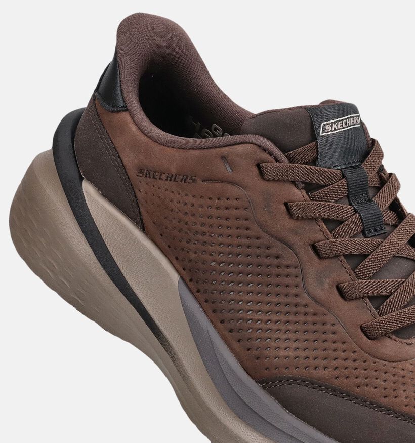 Skechers Slade 2.0 Waybound Baskets basses en Brun fonc&eacute; pour hommes (376898)