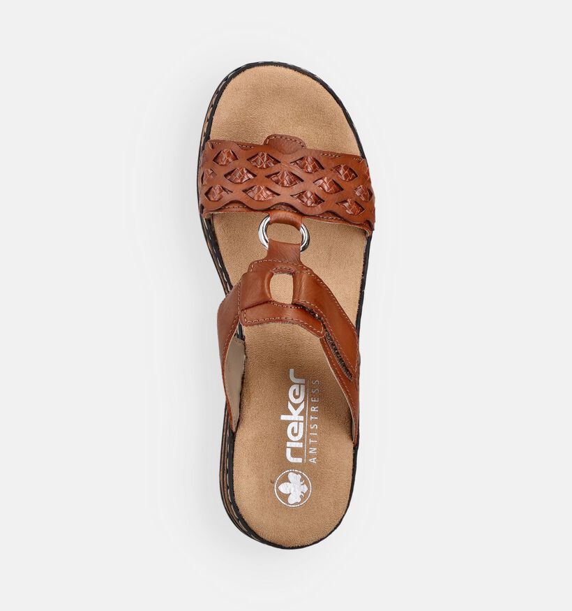 Rieker Cognac Slippers met sleehak voor dames (370399)