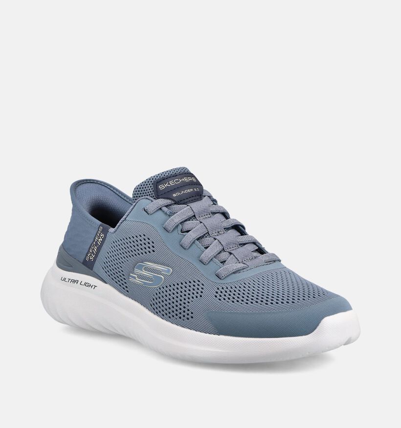 Skechers Bounder Hands Free Slip-ins en Bleu clair pour hommes (367484) - pour semelles orthop&eacute;diques