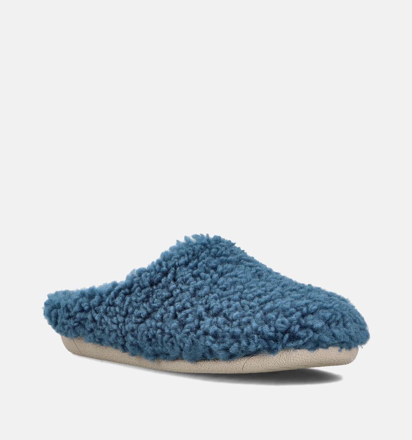 Milo & Mila Blauwe Teddy Pantoffels voor meisjes, jongens (364948) - geschikt voor steunzolen