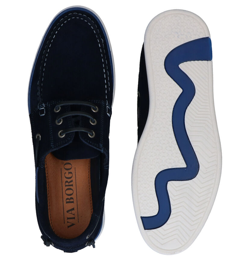 Via Borgo Alonso Chaussure bateau en Bleu en daim (292959)