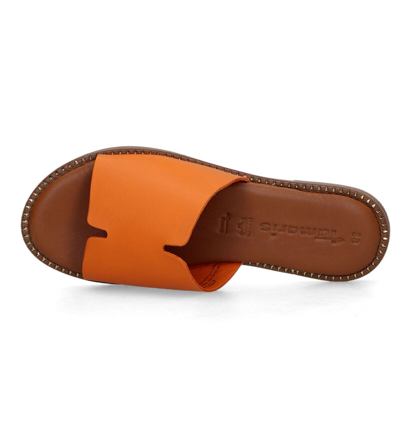 Tamaris Groene Platte slippers in leer (335495)