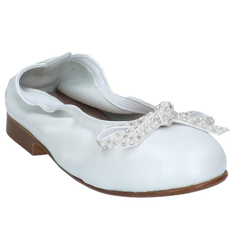 Witte Eli Ballerina's met Strik in leer (217020)