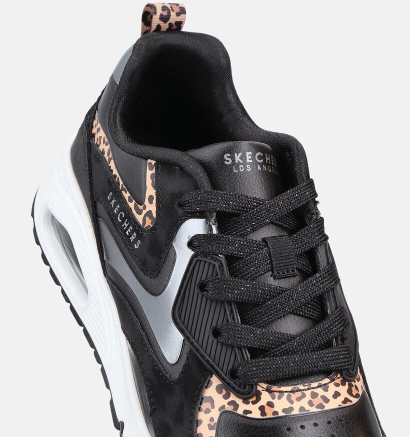 Skechers Uno Leopard Baskets basses en Noir pour filles (375708)