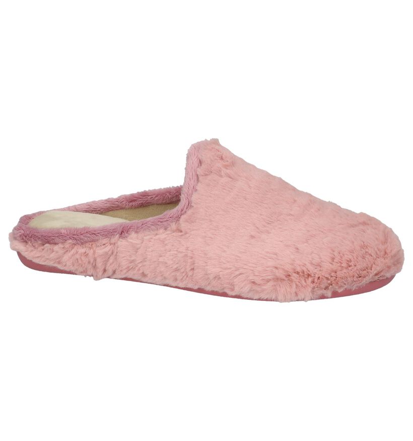 Koyuk Pantoufles ouvertes en Rose en textile (207842)