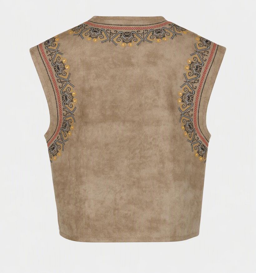 Minuit Douze Gipsy Bruine Mouwloze Vest met Touwsluitingen voor dames (381870)