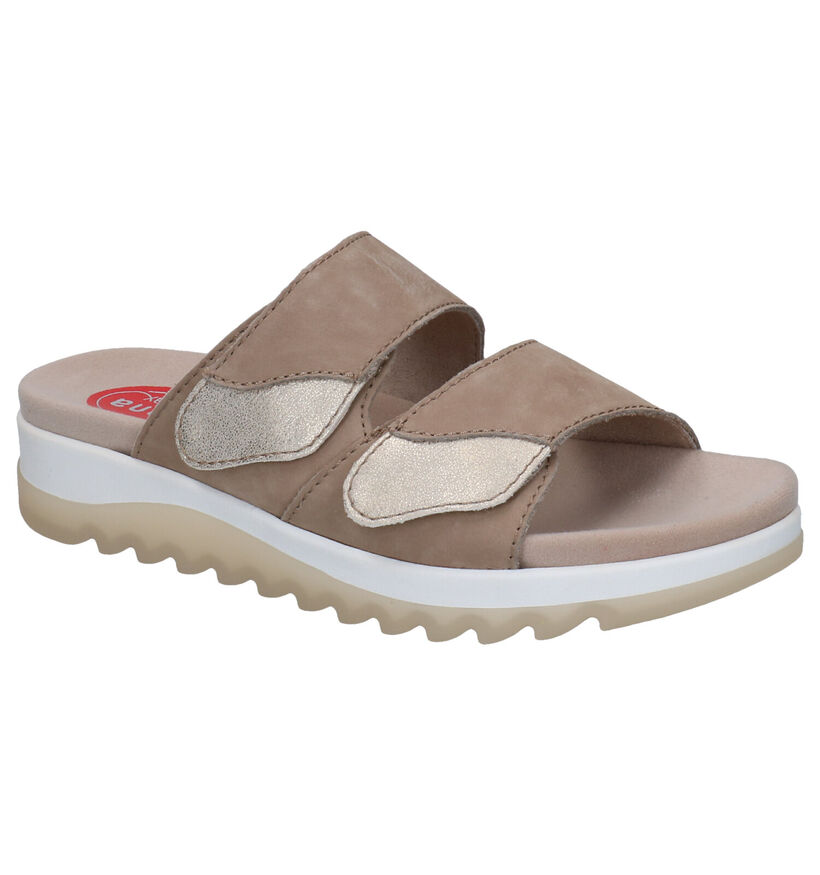 Jana Taupe Slippers in leer (286449)