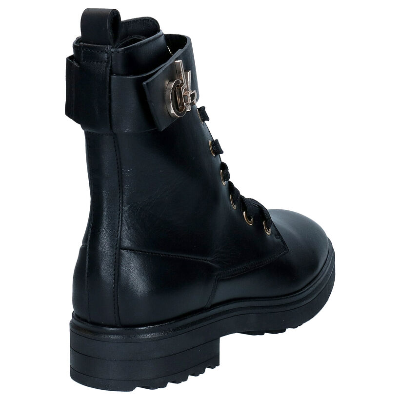 Calvin Klein Cleat Biker Bottines en Noir en cuir (295214)