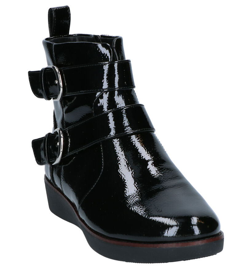 FitFlop Laila Double Buckle Zwarte Enkellaarzen in kunstleer (256045)