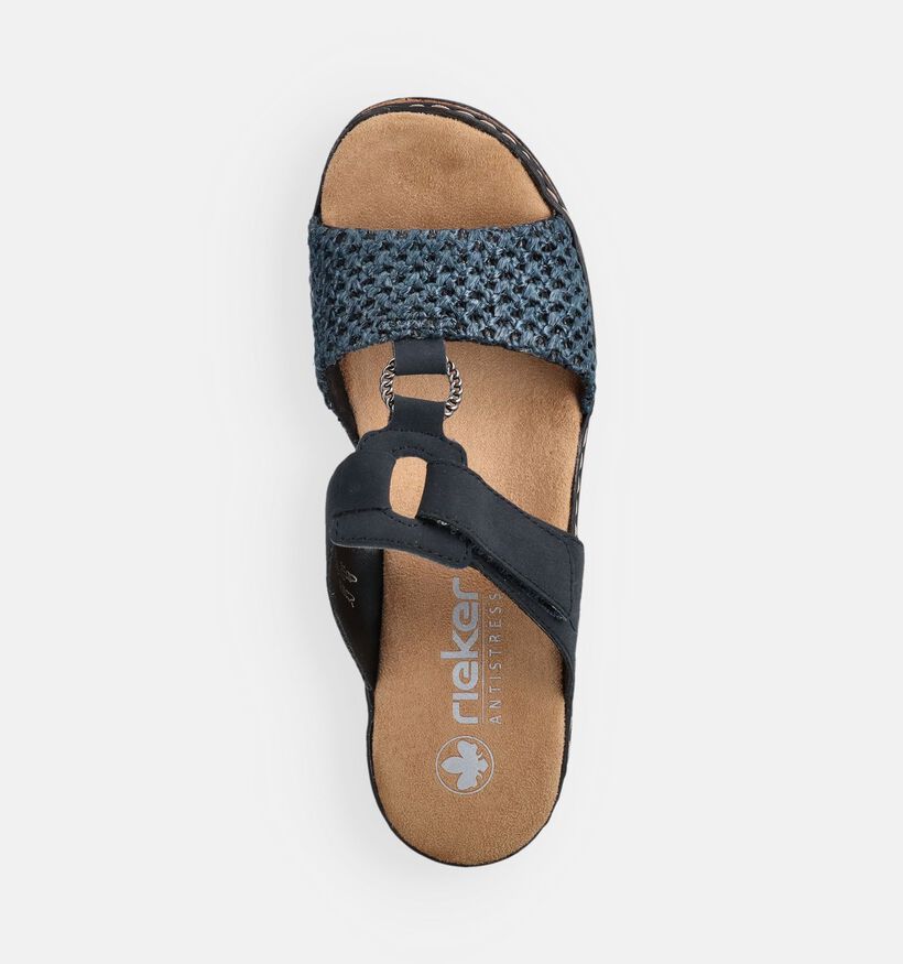 Rieker Donkerblauwe Slippers met Sleehak voor dames (370407)